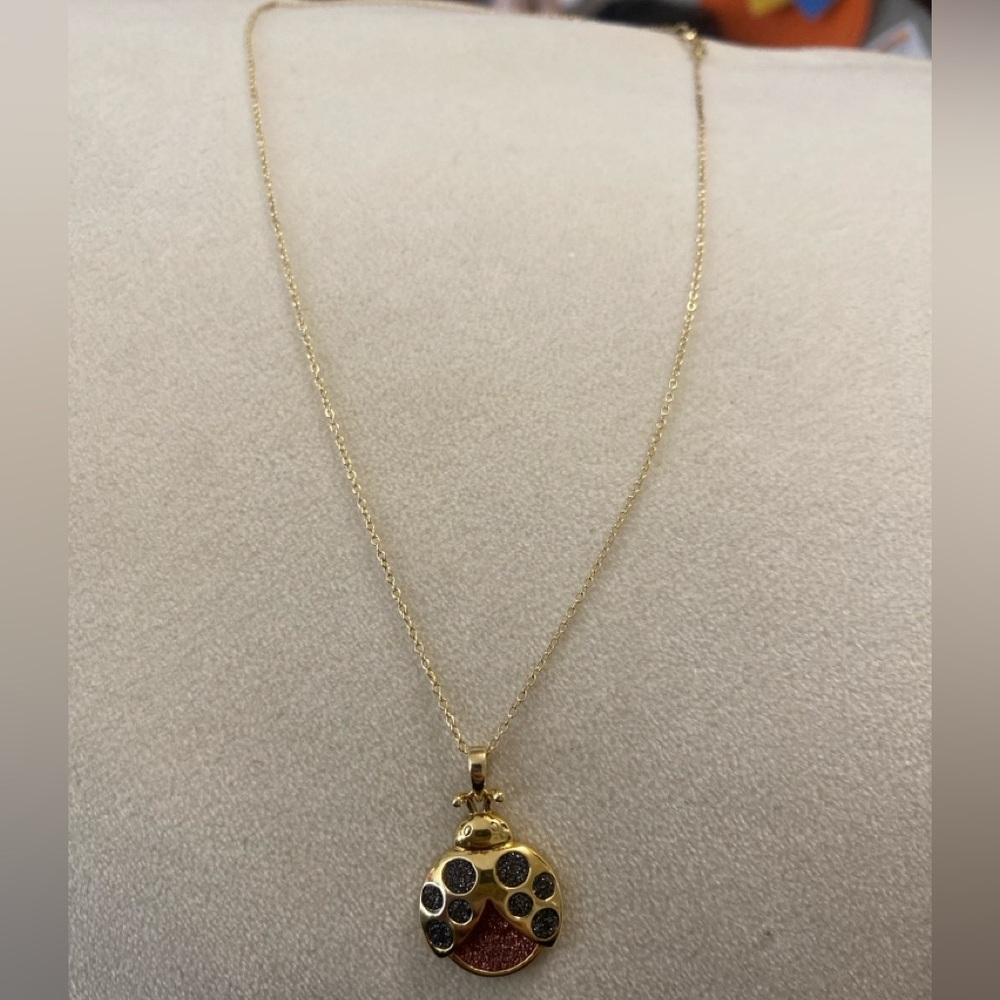 Gold Ladybug Pendant Necklace